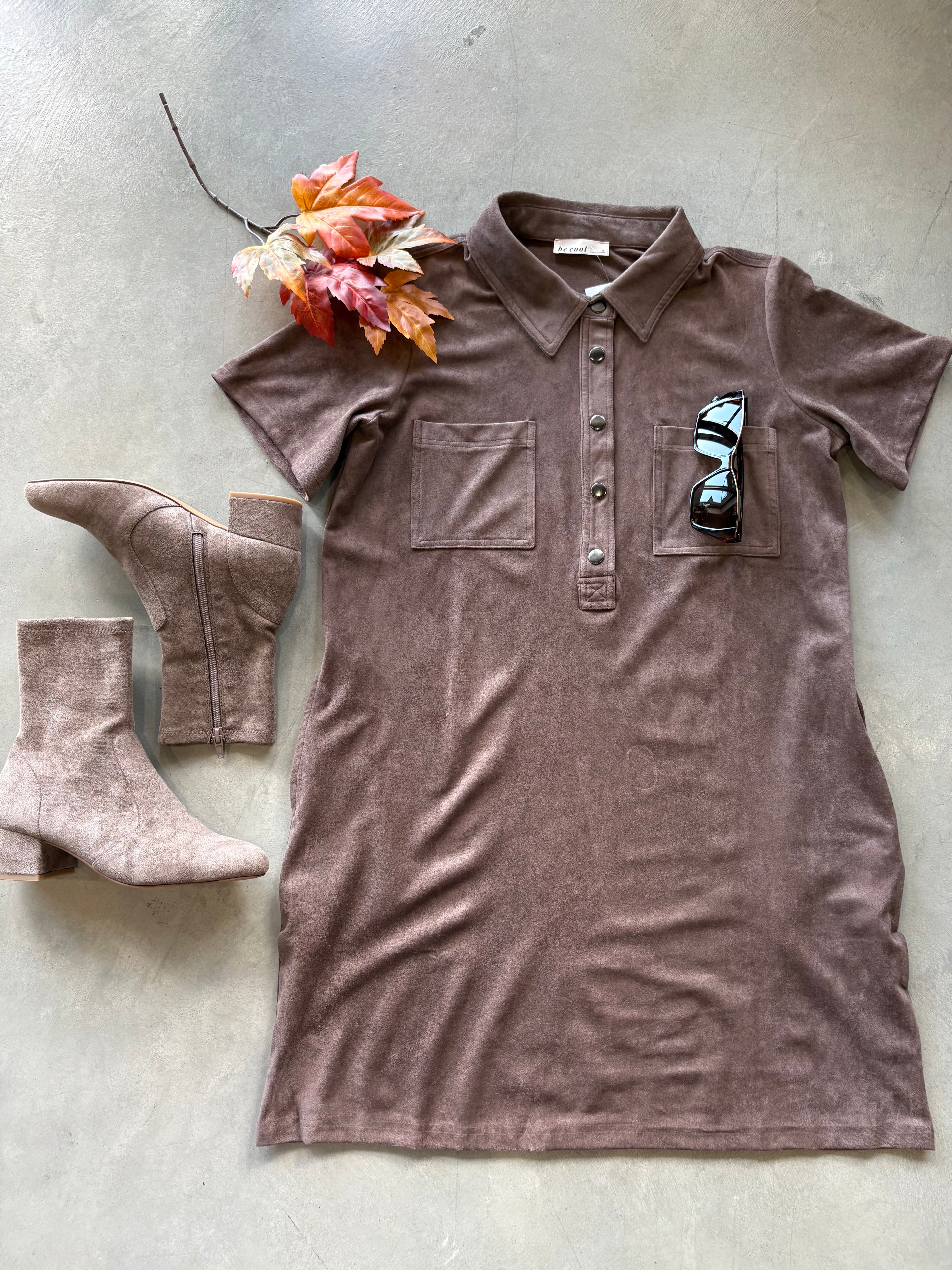 Suede Polo Dress