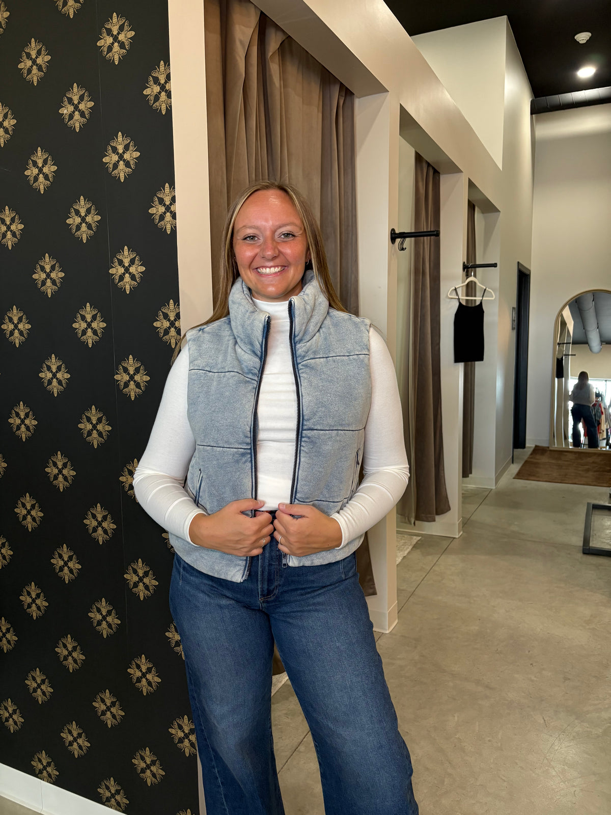 Denim Vintage Puffer Vest