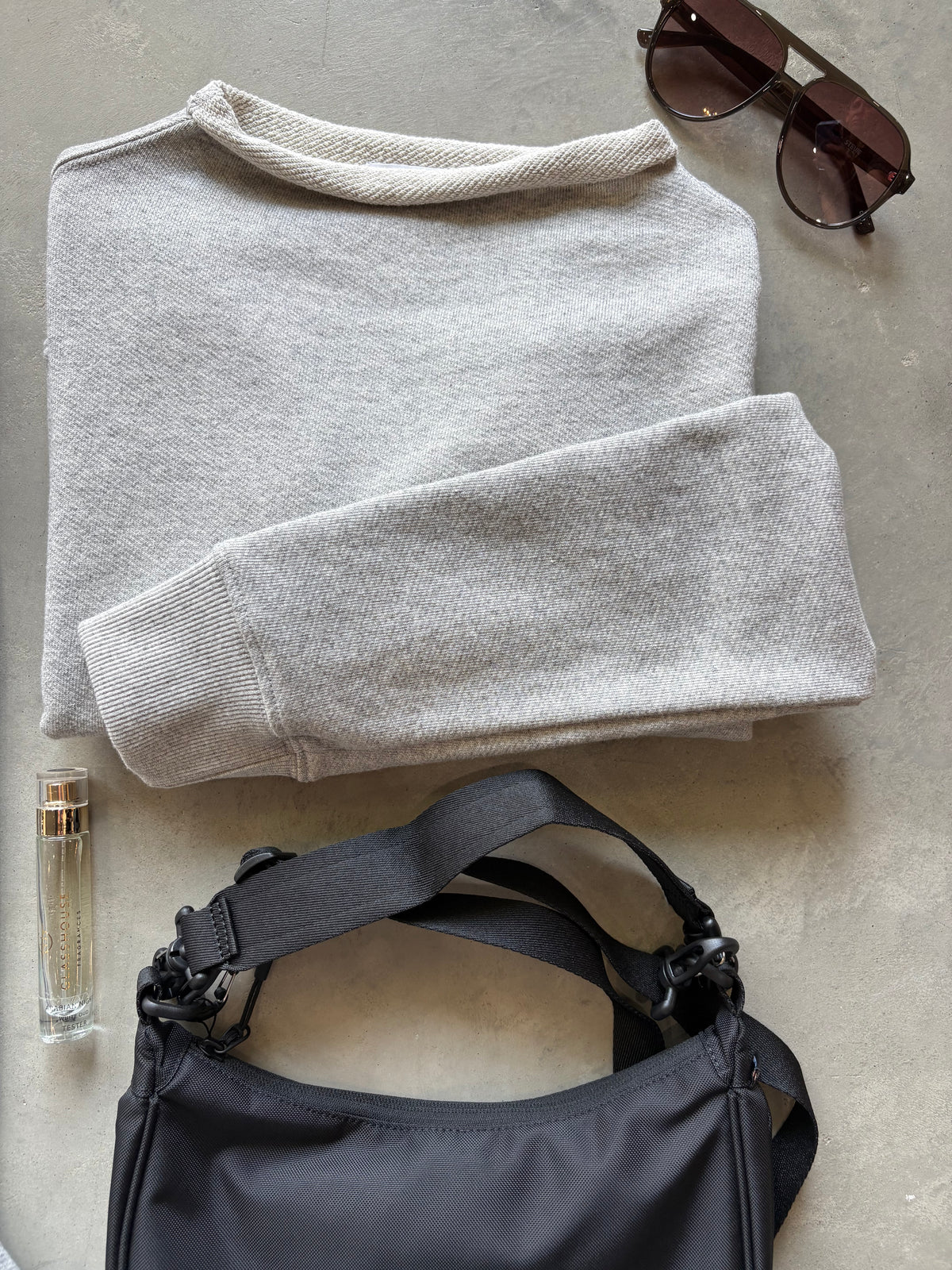 Arden Mock Neck Sweatshirt-Heather Grey