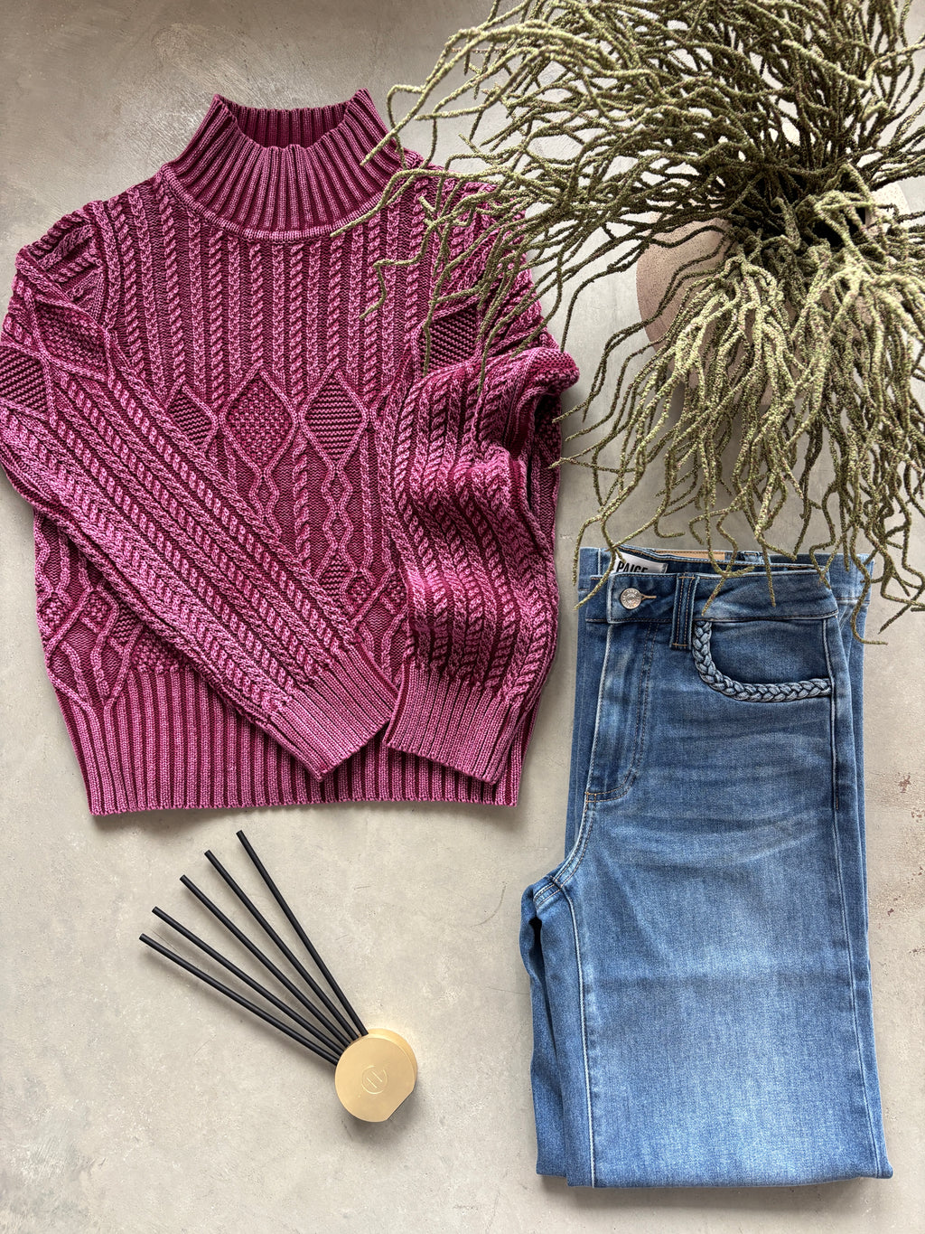 Cherry Lacquer Mock Neck Sweater