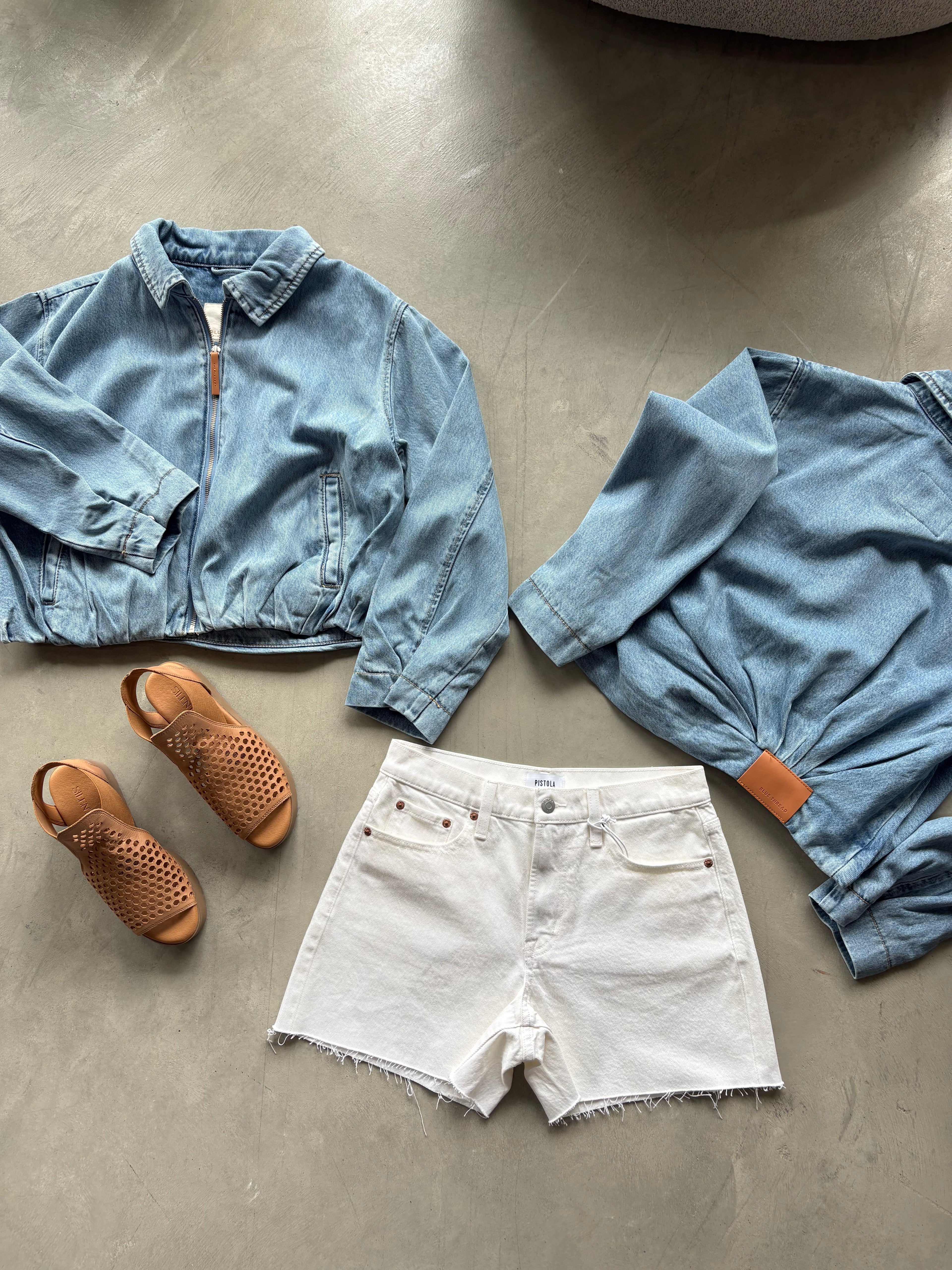 Bubble Denim Jacket w/ Pleats