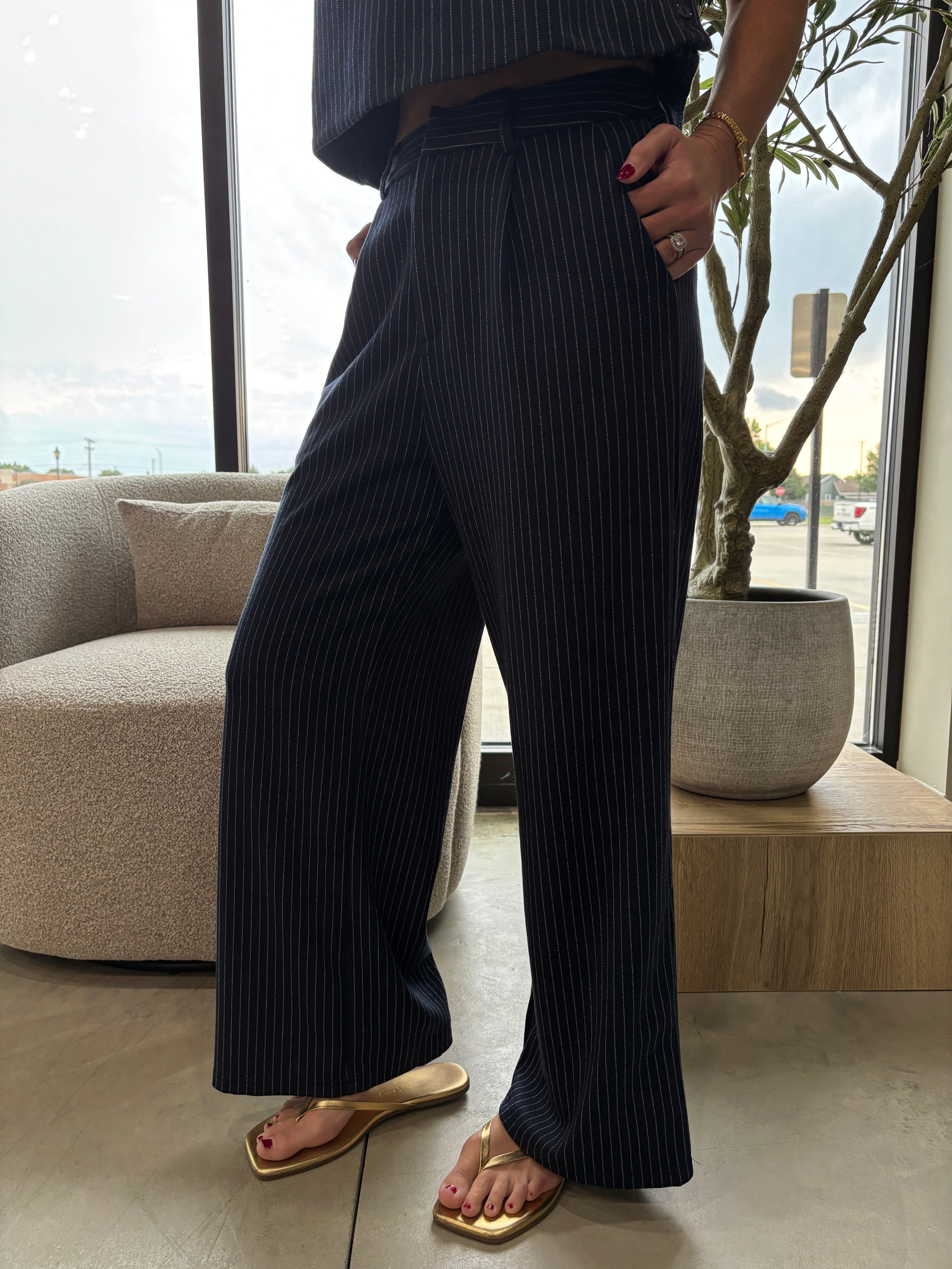 Legacy Pinstripe Navy Pants