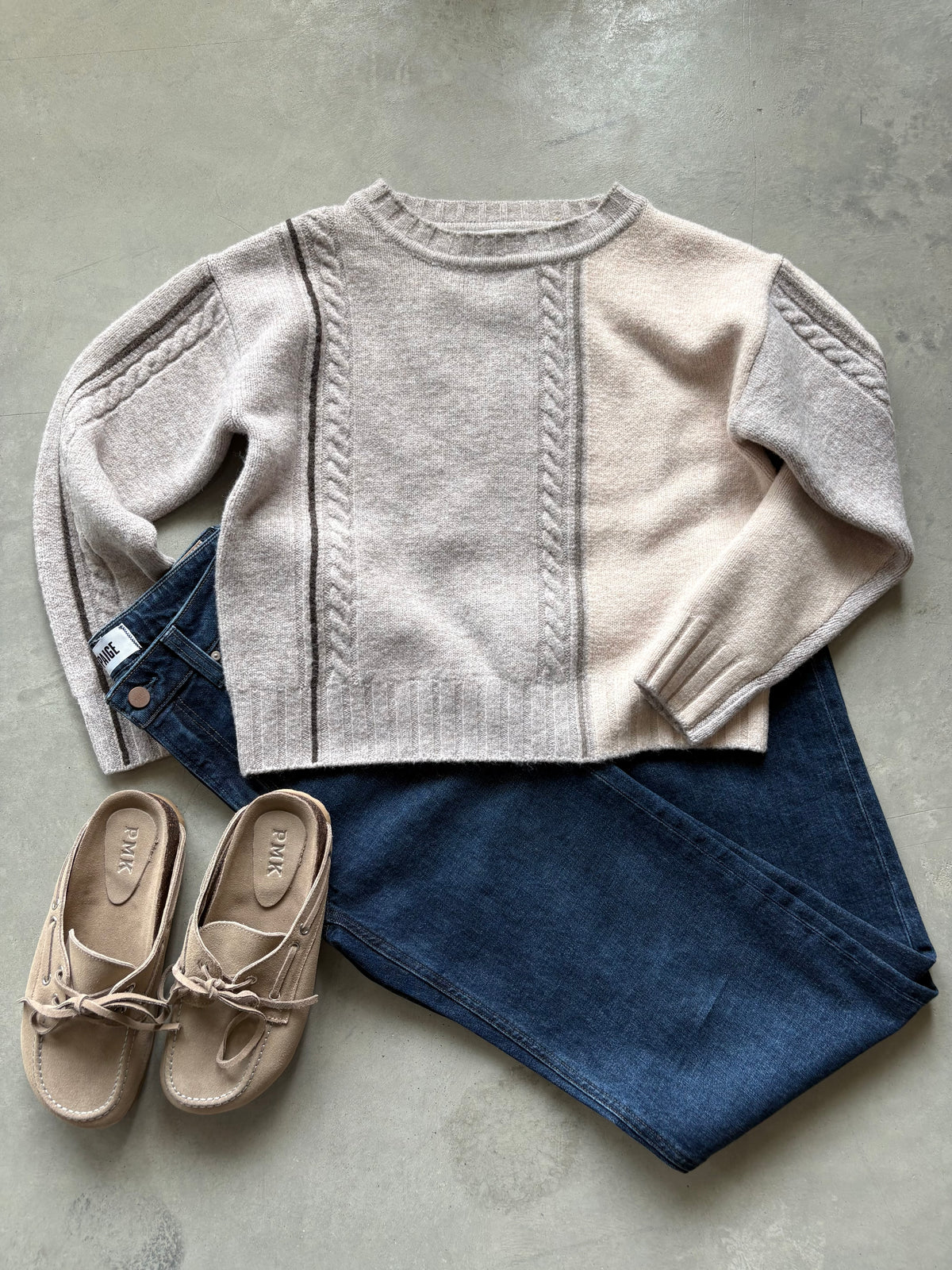 Cream Geneva Sweater with Multi-Stripe