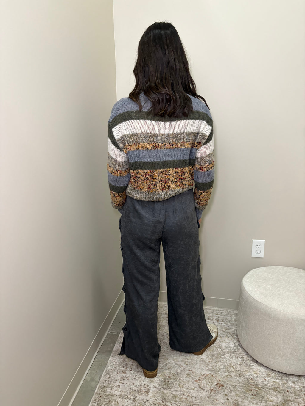 Rhea Button Pants- Stone Grey