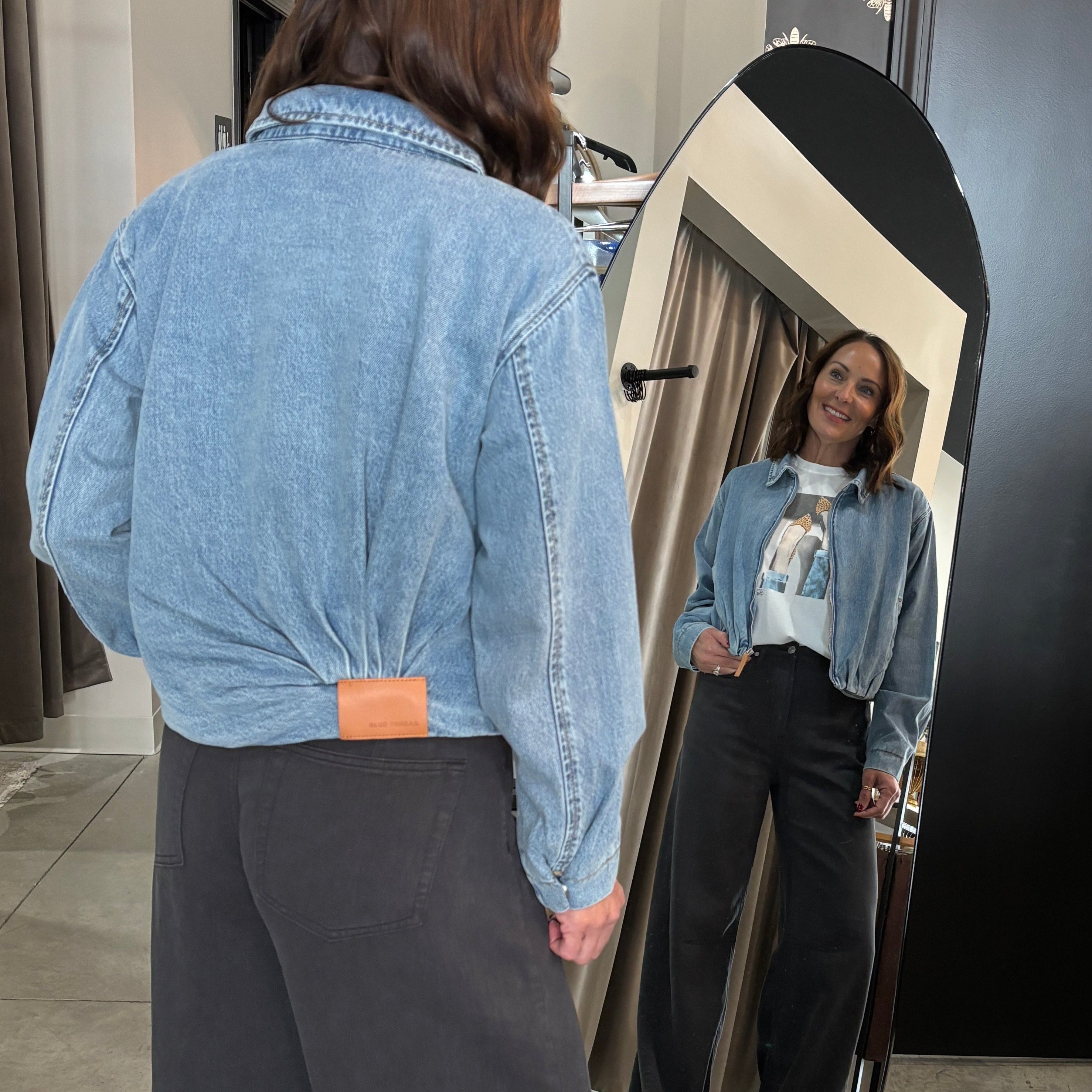 Bubble Denim Jacket w/ Pleats