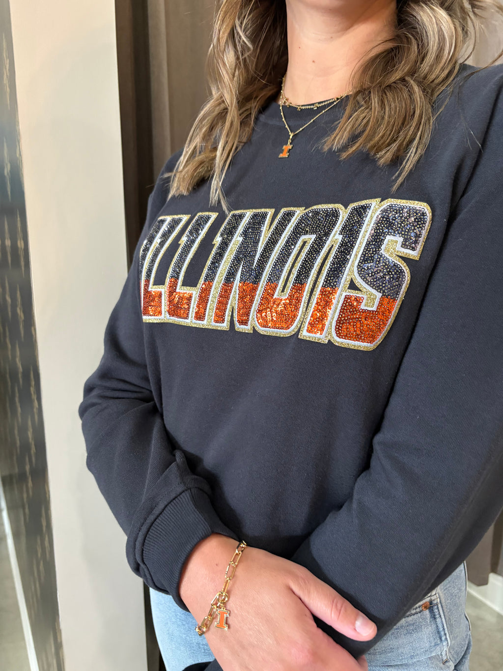 Illinois Navy Crewneck