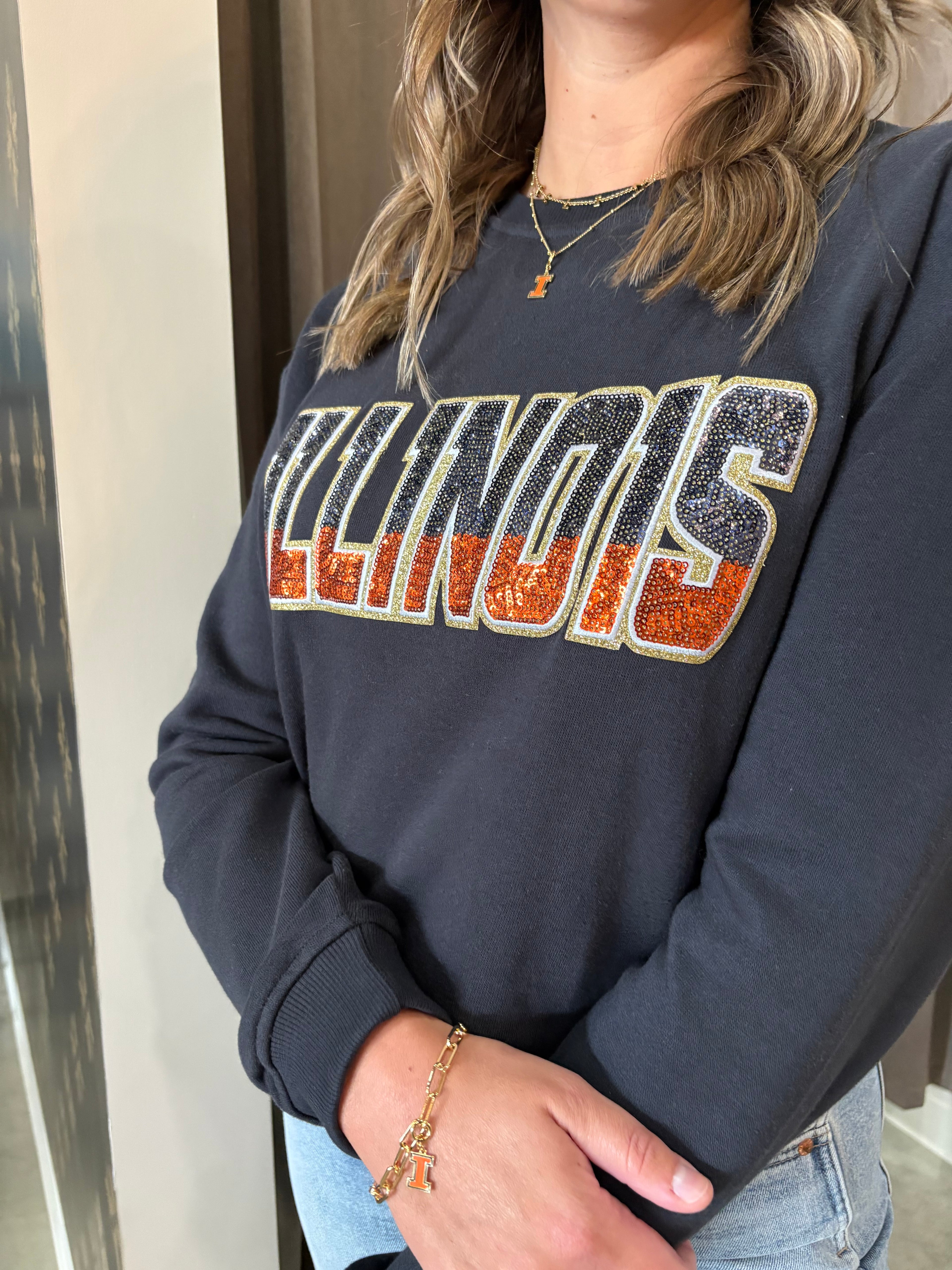 Illinois Navy Crewneck