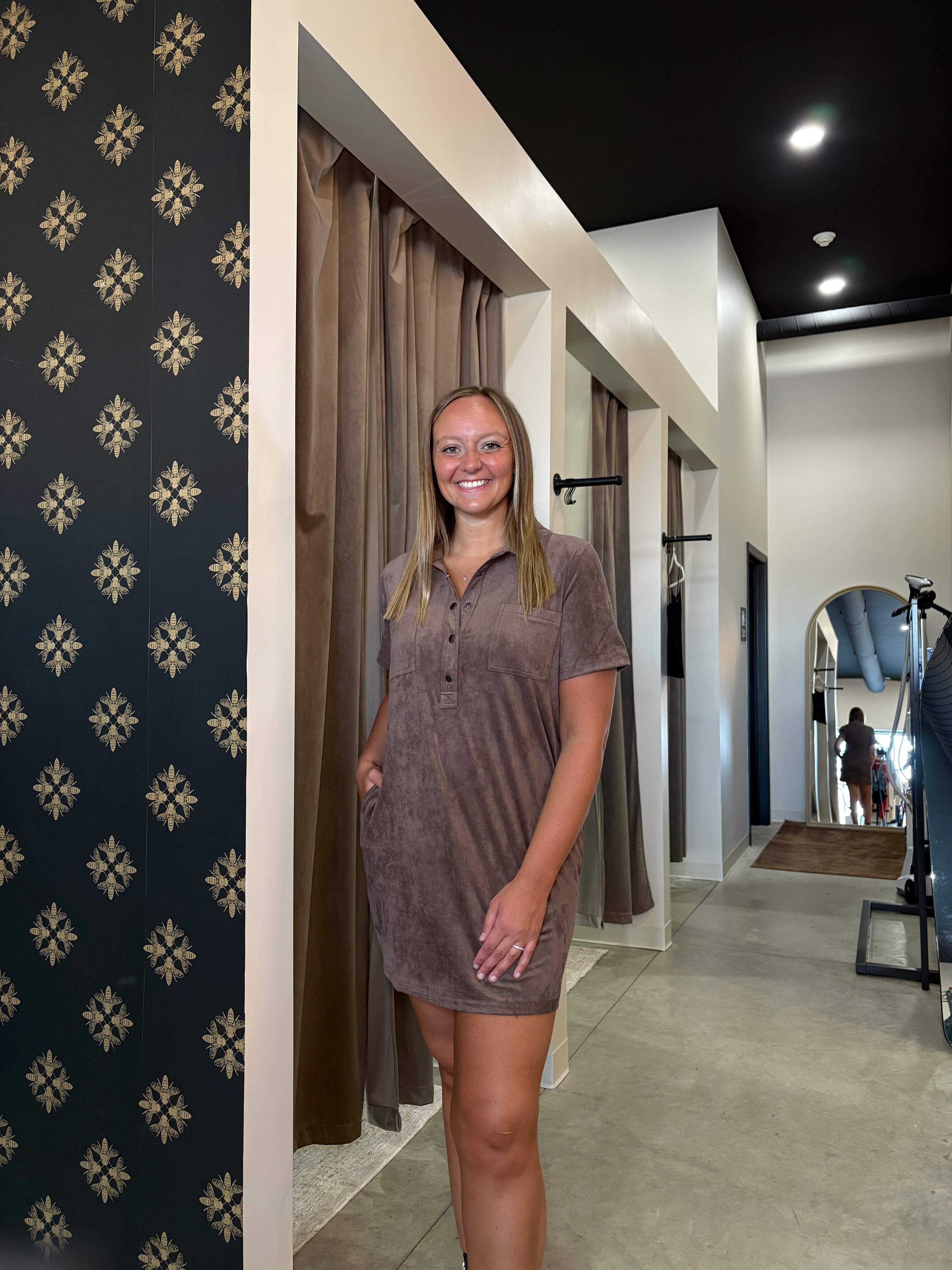 Suede Polo Dress