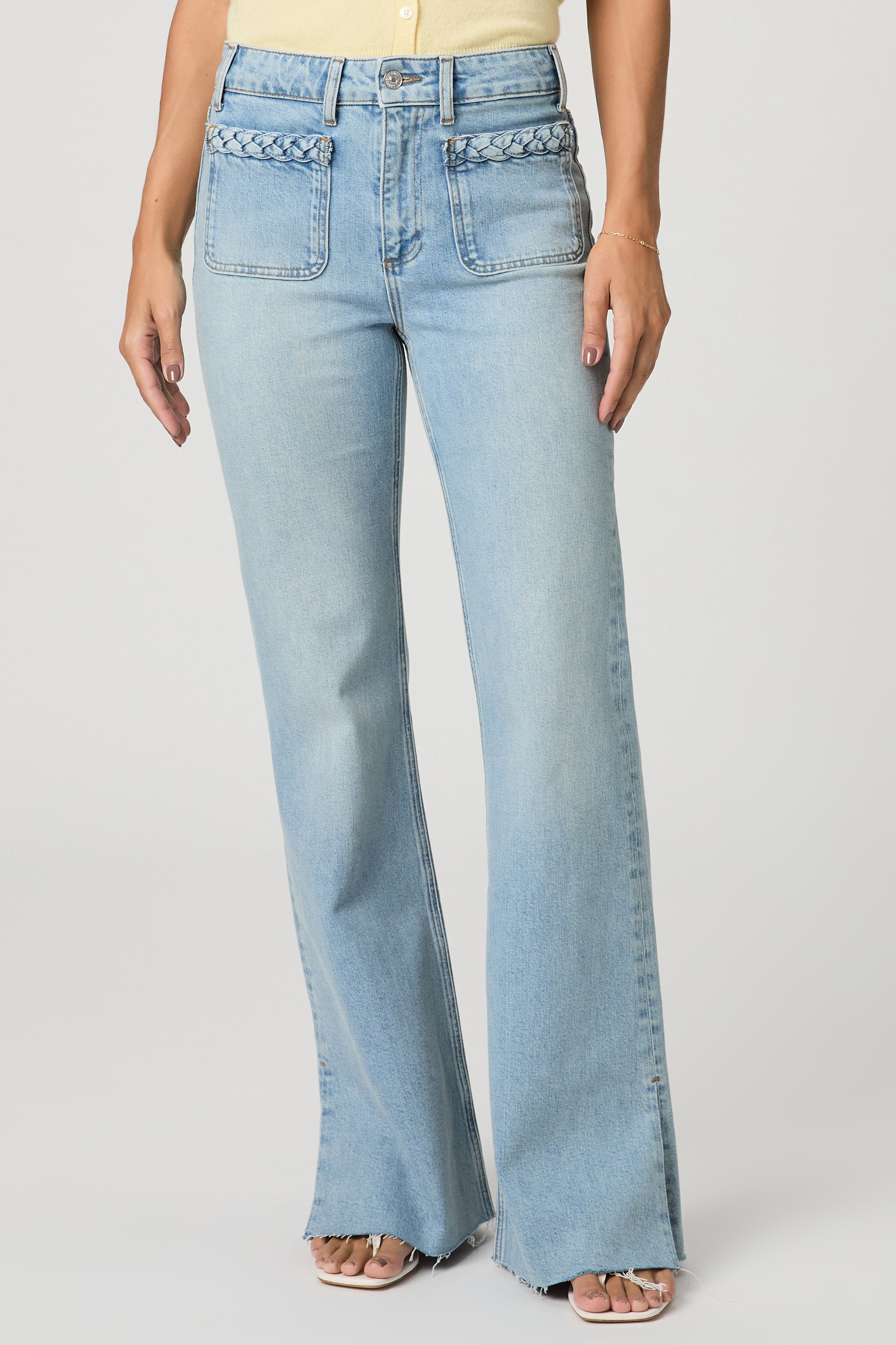 Sofia 31" W/ Braided Patch Pockets + Slit + Raw Hem - Montebello