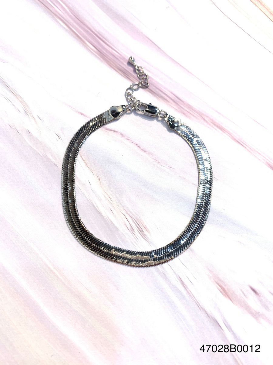 Fiona White Gold Herringbone Bracelet