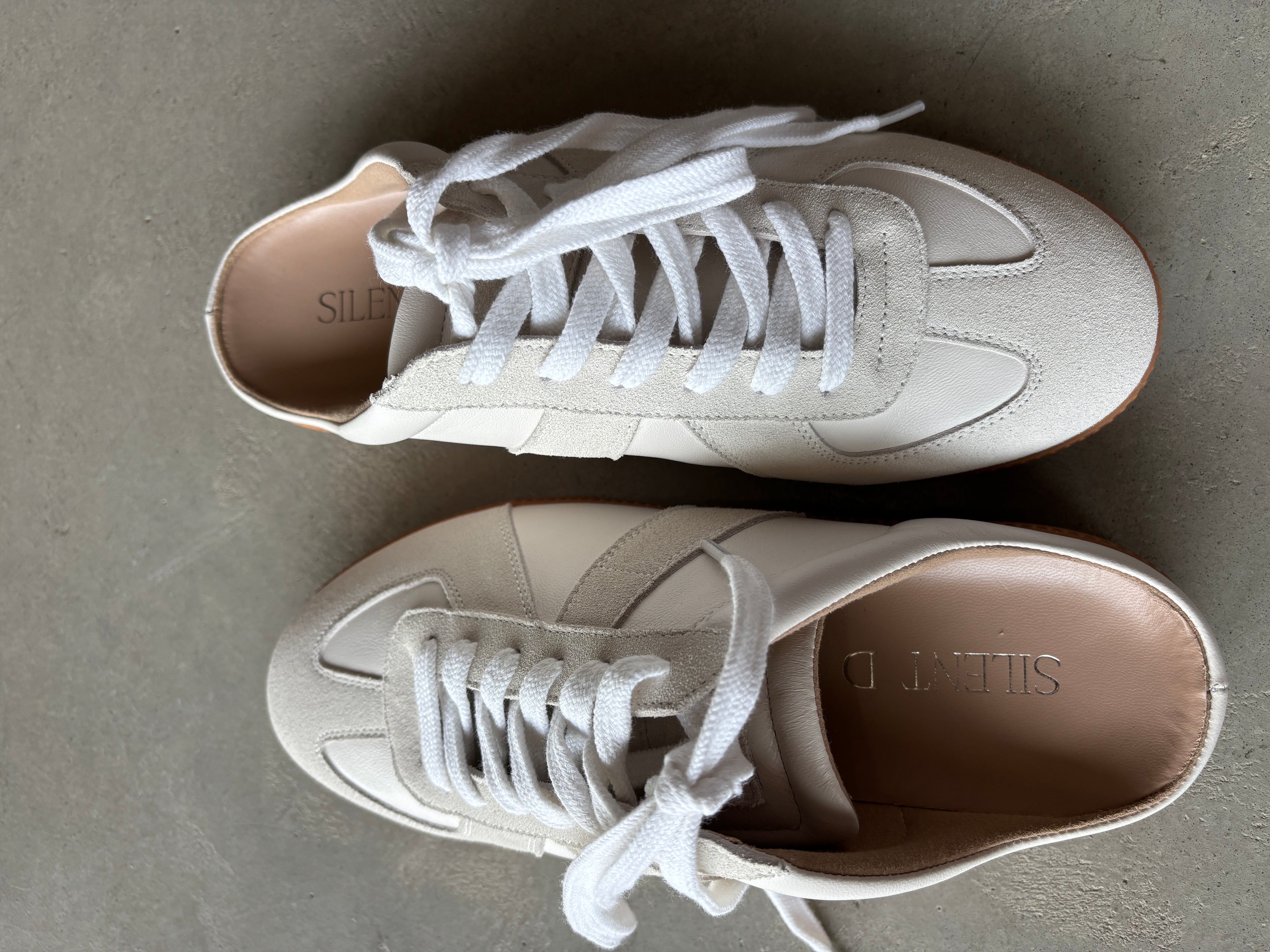 White suede slip on-Solly