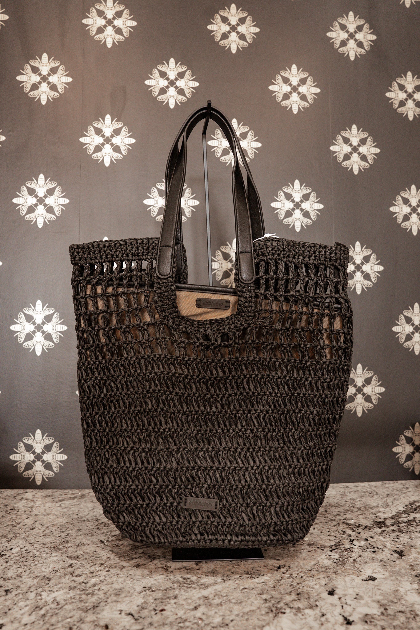 Trendy Eira Black Raffia Bag