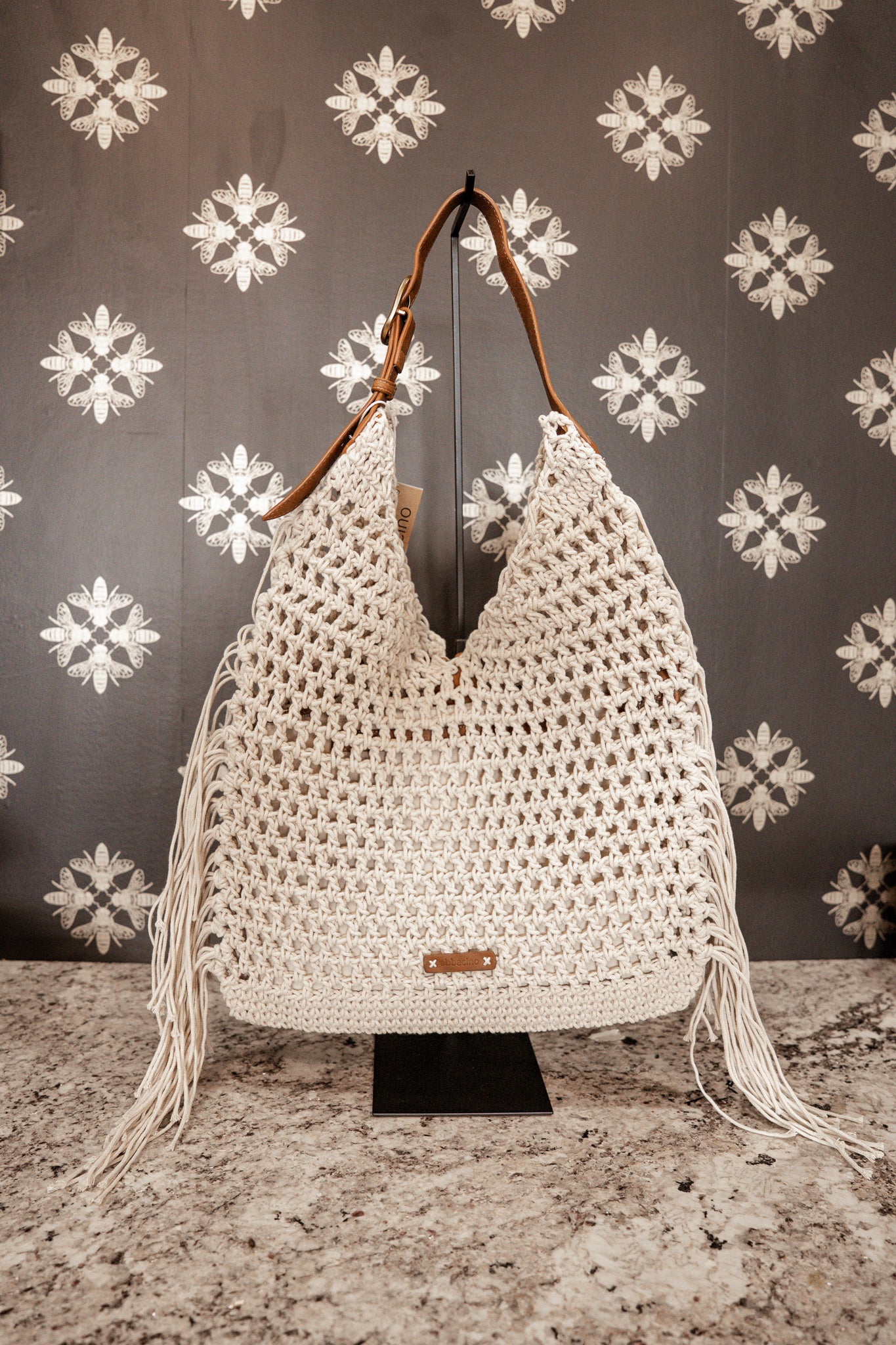 Trendy Sana Beige Fringe Handbag