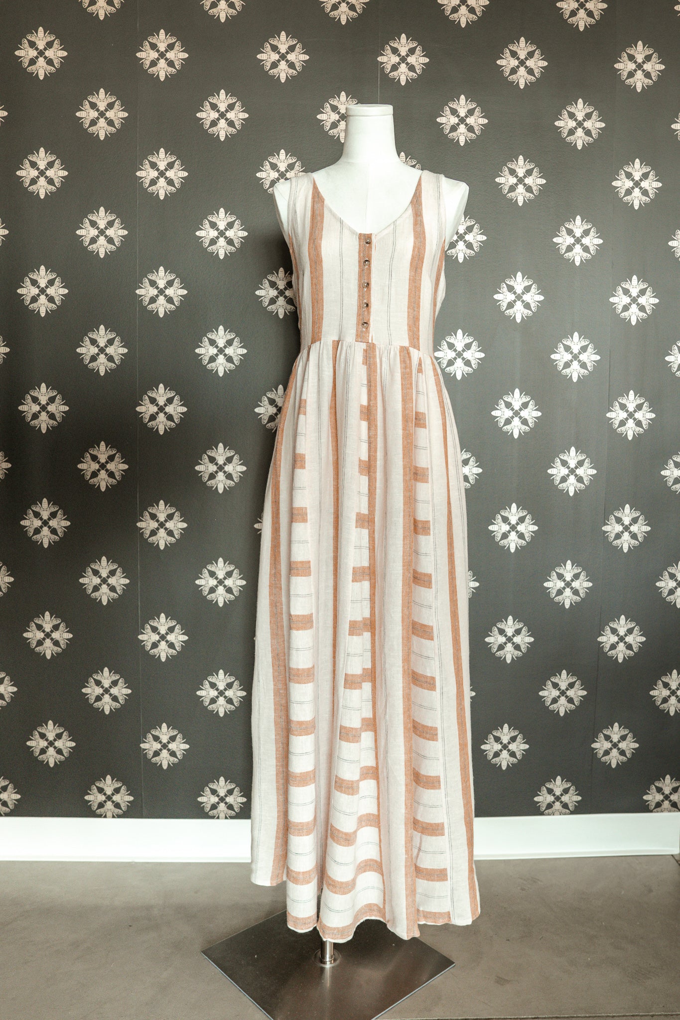 Sahara Beige Striped Maxi Dress