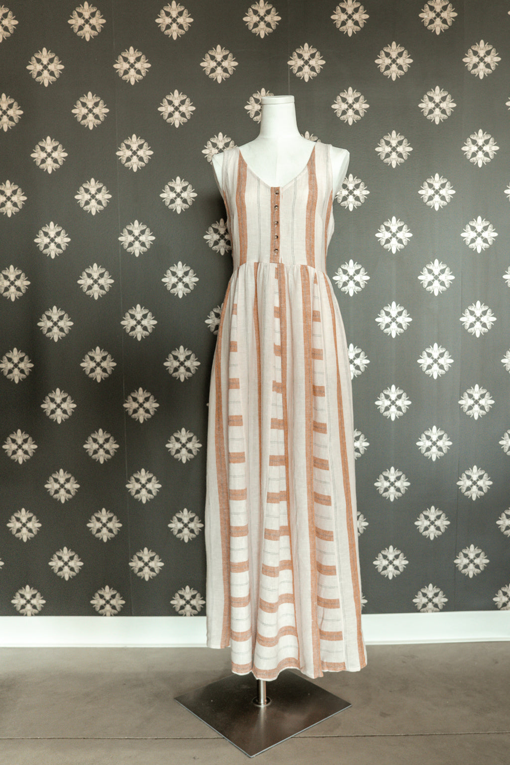 Sahara Beige Striped Maxi Dress