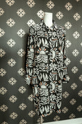 Black Rolled Button Long Sleeve Dress