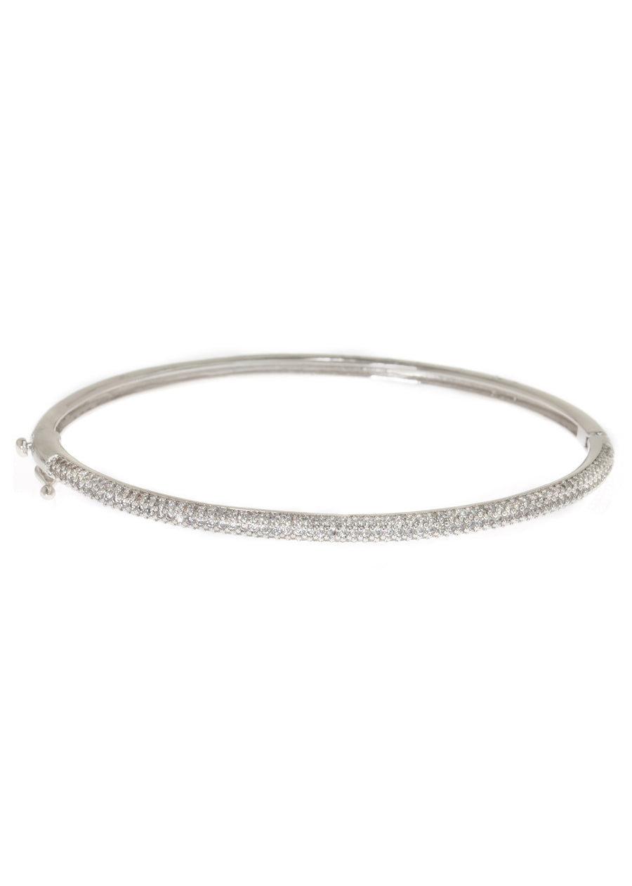 Pave White Gold CZ Bangle