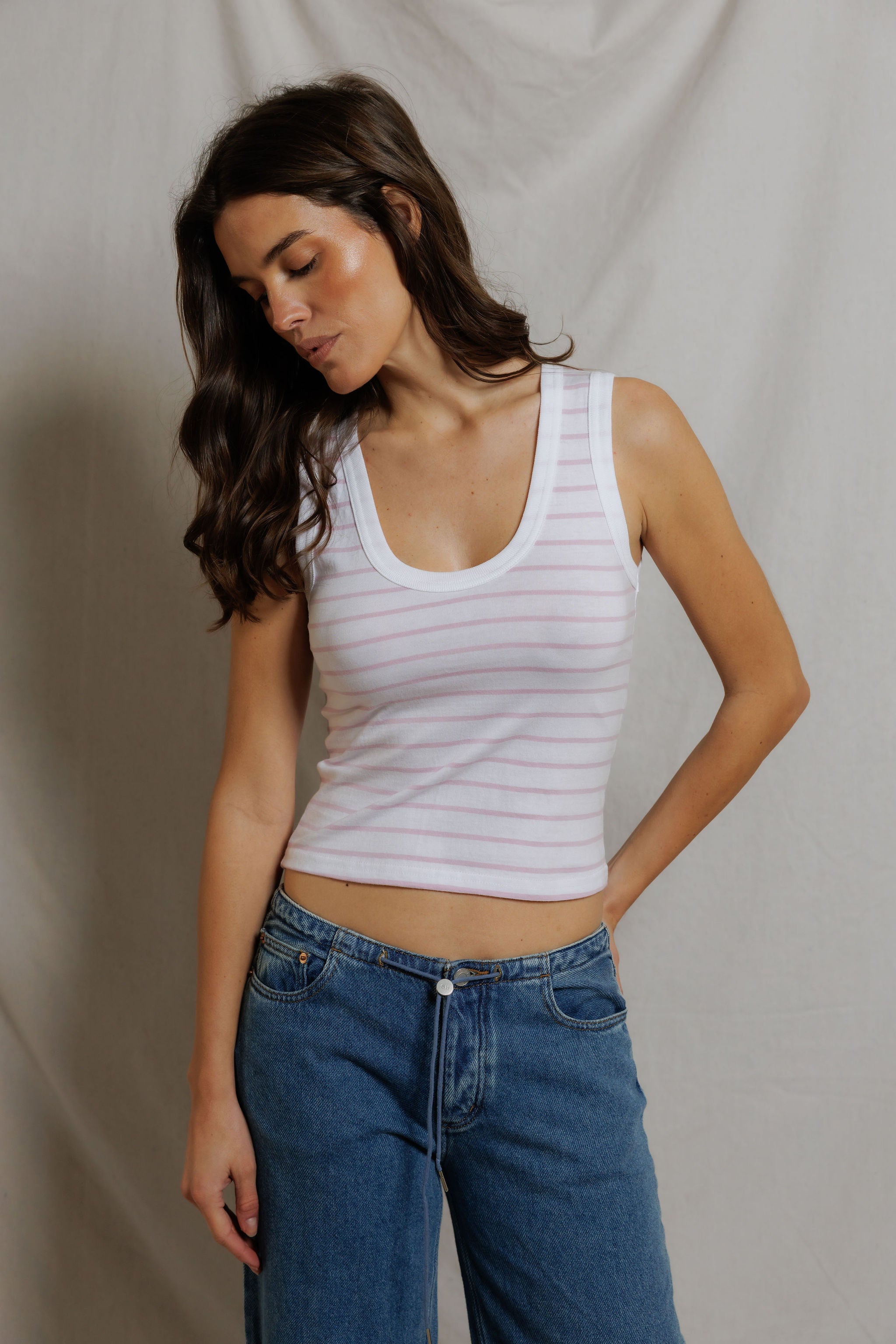 T249-J25-Khara - jersey stripe tank 
