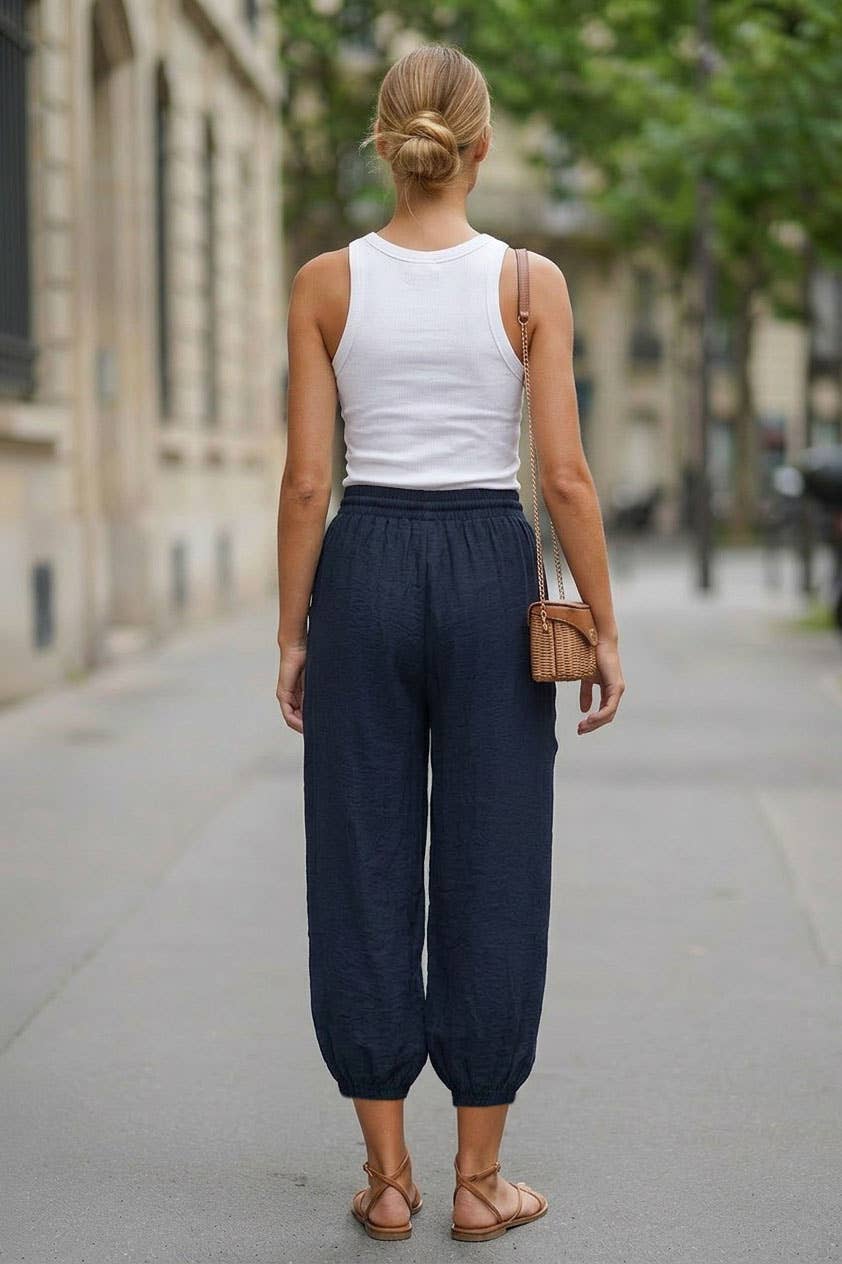 Blue Relaxed Chic Harem Pants
