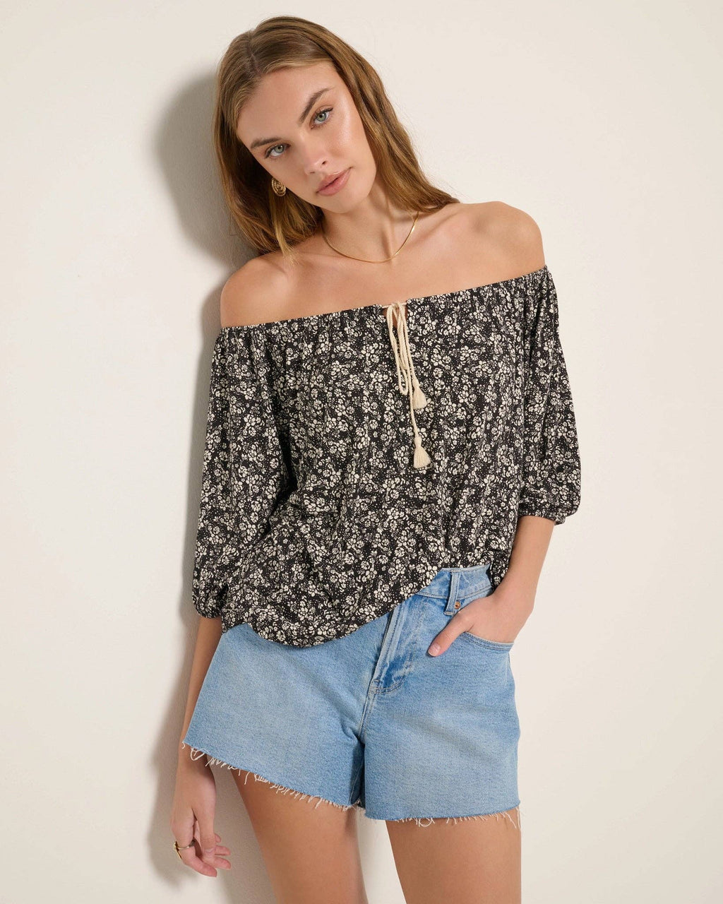 Honey Top: Black Floral