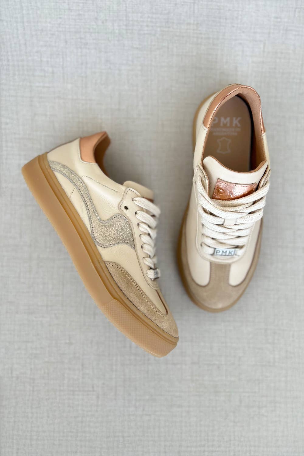 Novalis Beige Leather Sneakers