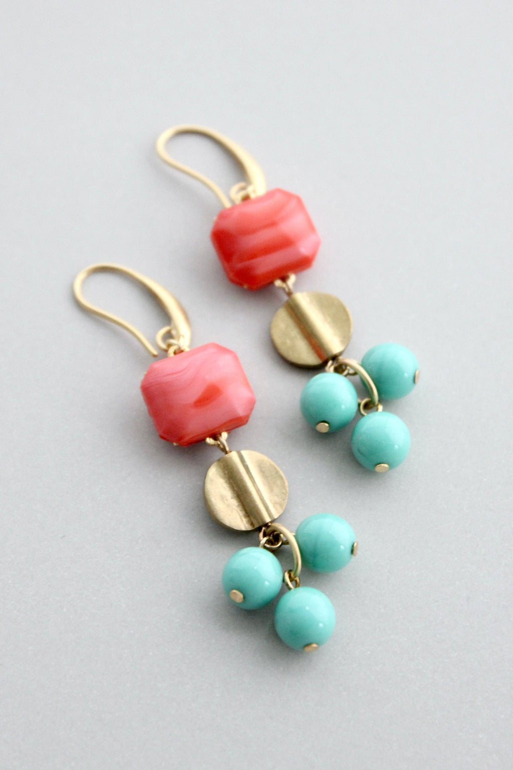 Salmon and turquoise earrings