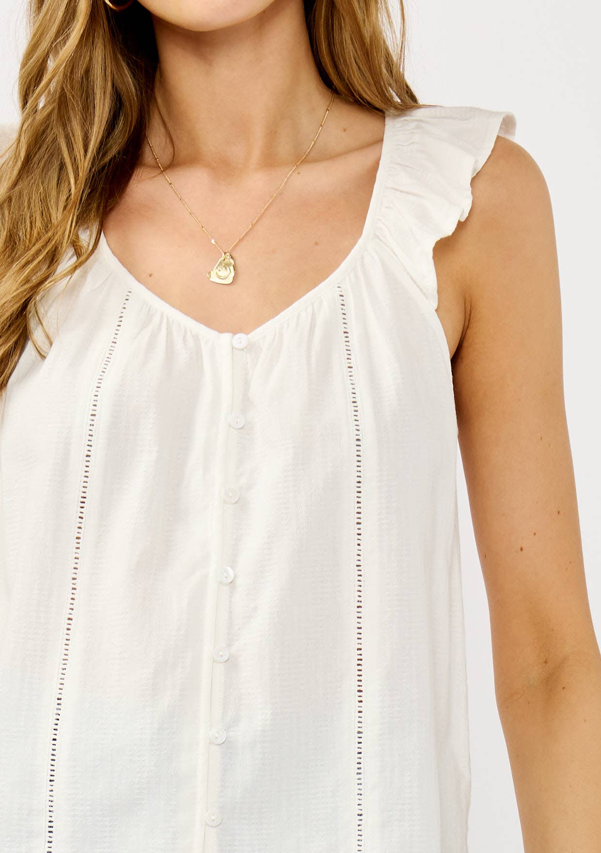 Ladder Lace Ruffle Sleeve Top