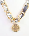 Sarah Scarf Charm Necklace Steel Gray