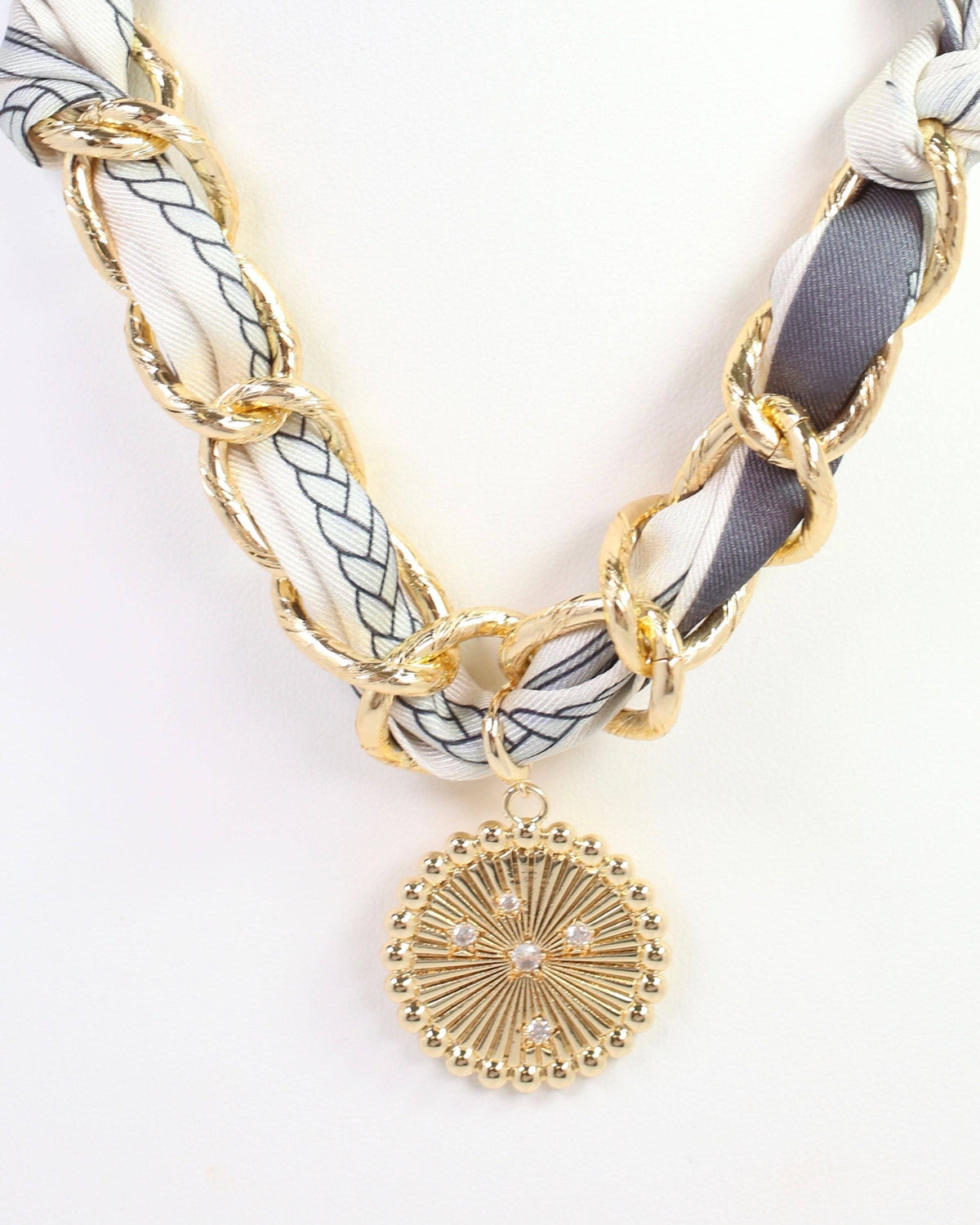 Sarah Scarf Charm Necklace Steel Gray