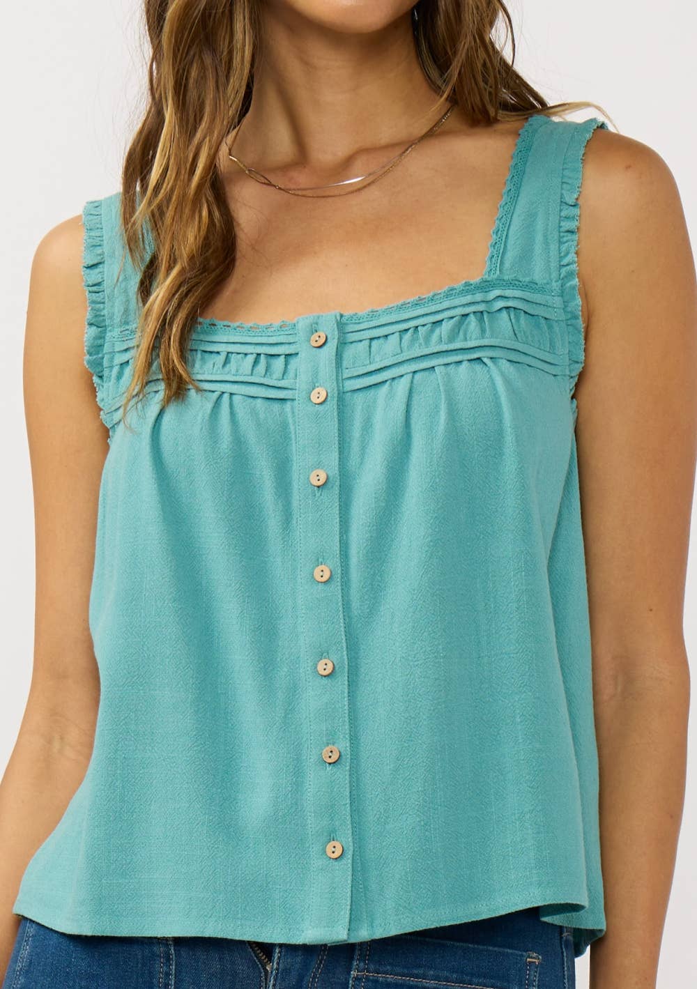 Teal Lace Trim Tank