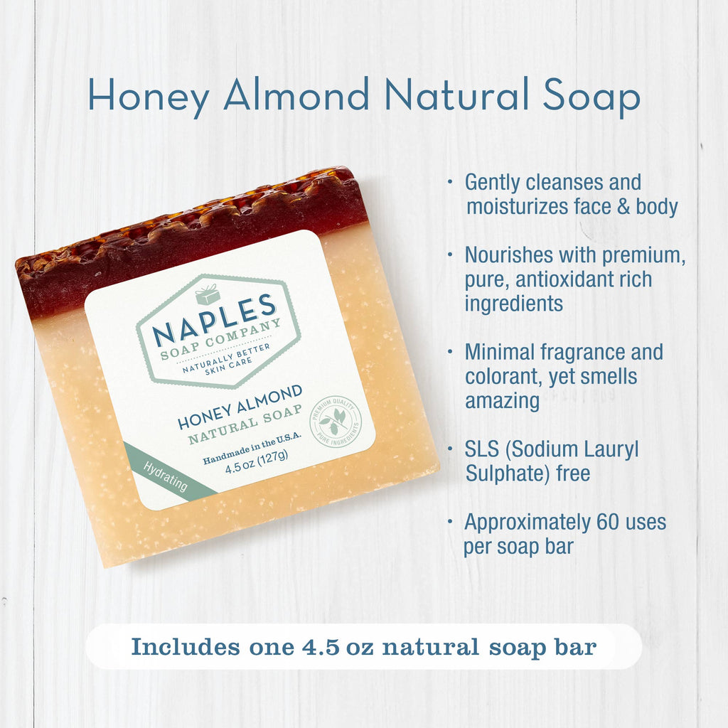 Honey Almond Natural Bar Soap for Face and Body