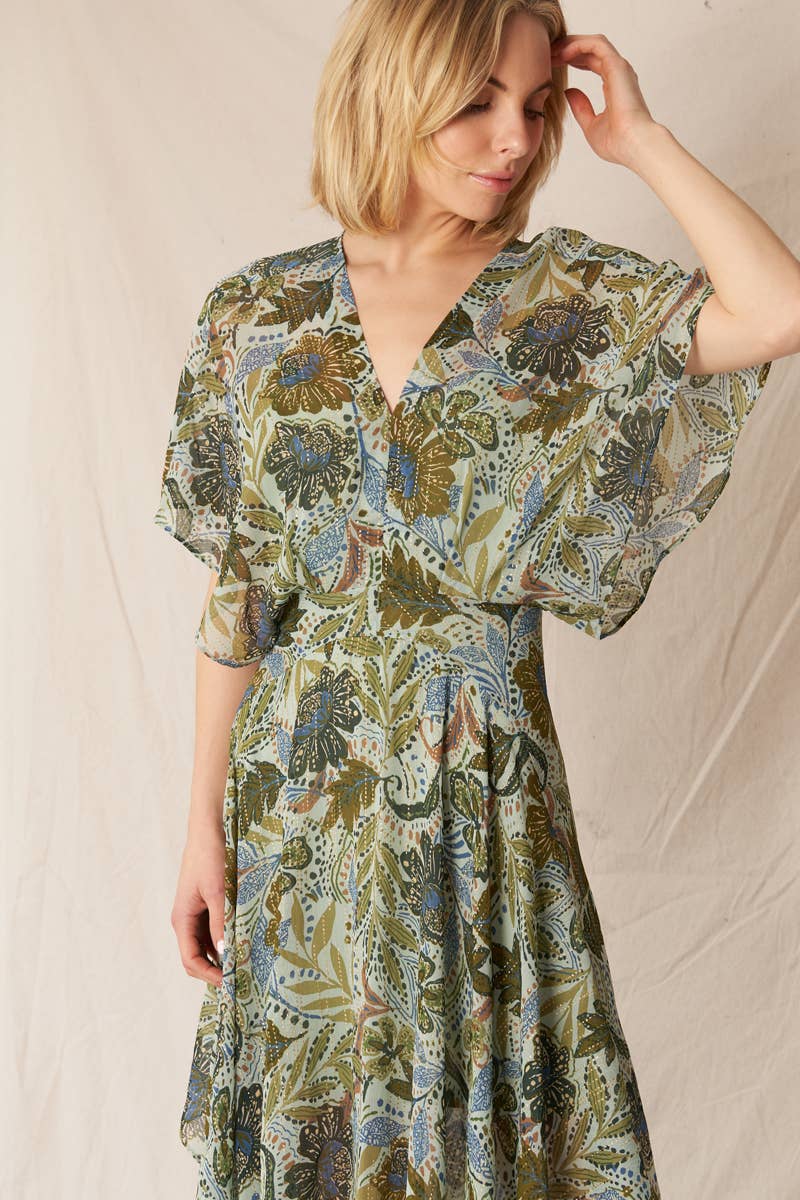Green Printed Maxi Dress