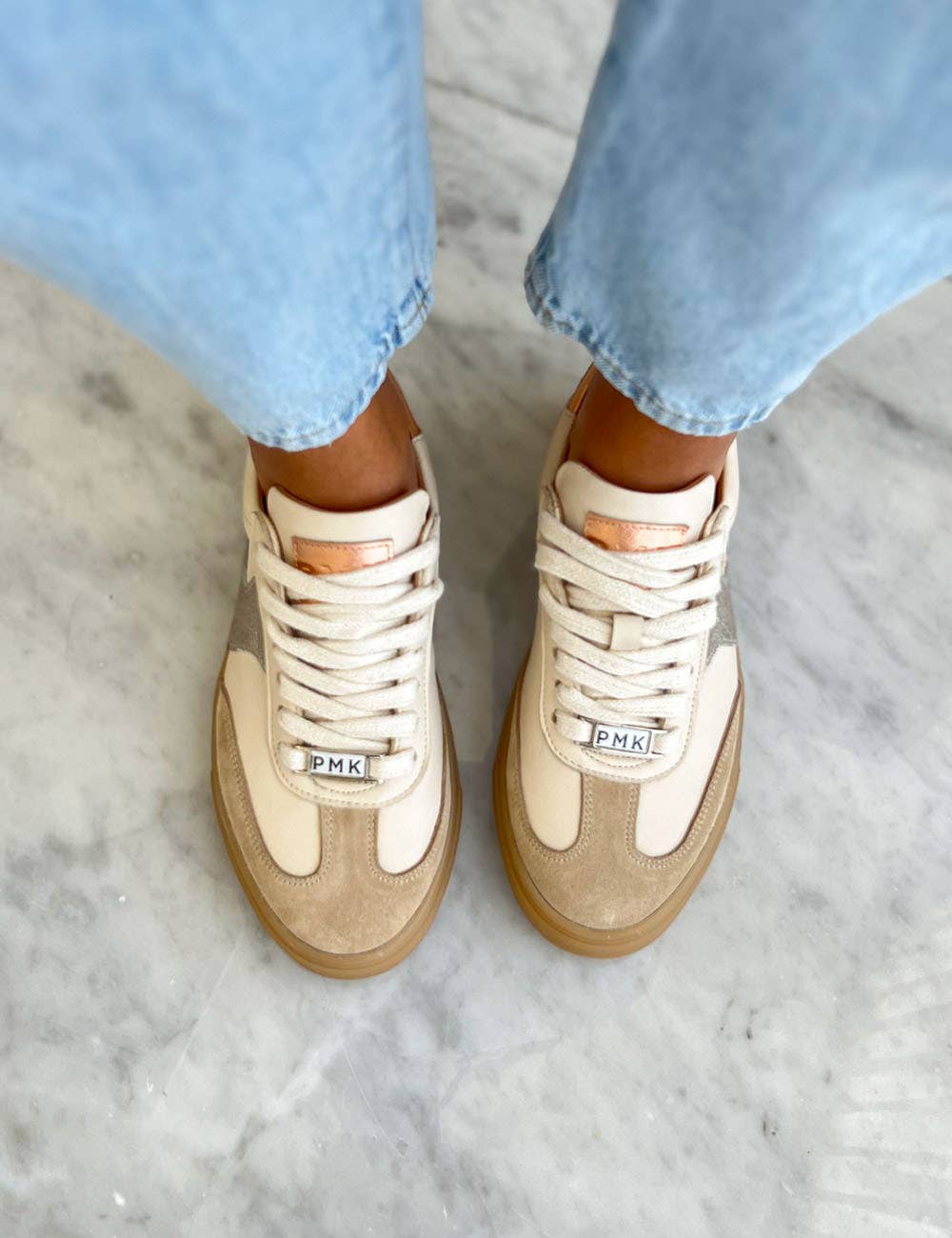 Novalis Beige Leather Sneakers