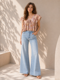 Paisley Flutter Sleeve Blouse