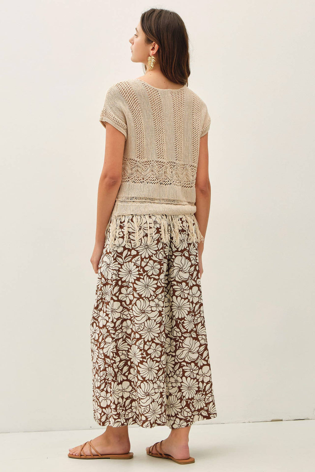 Floral Brown Wide Leg Pants
