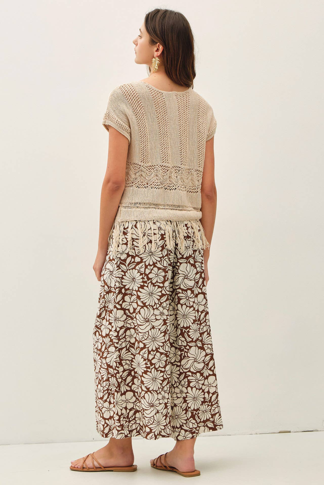 Floral Brown Wide Leg Pants
