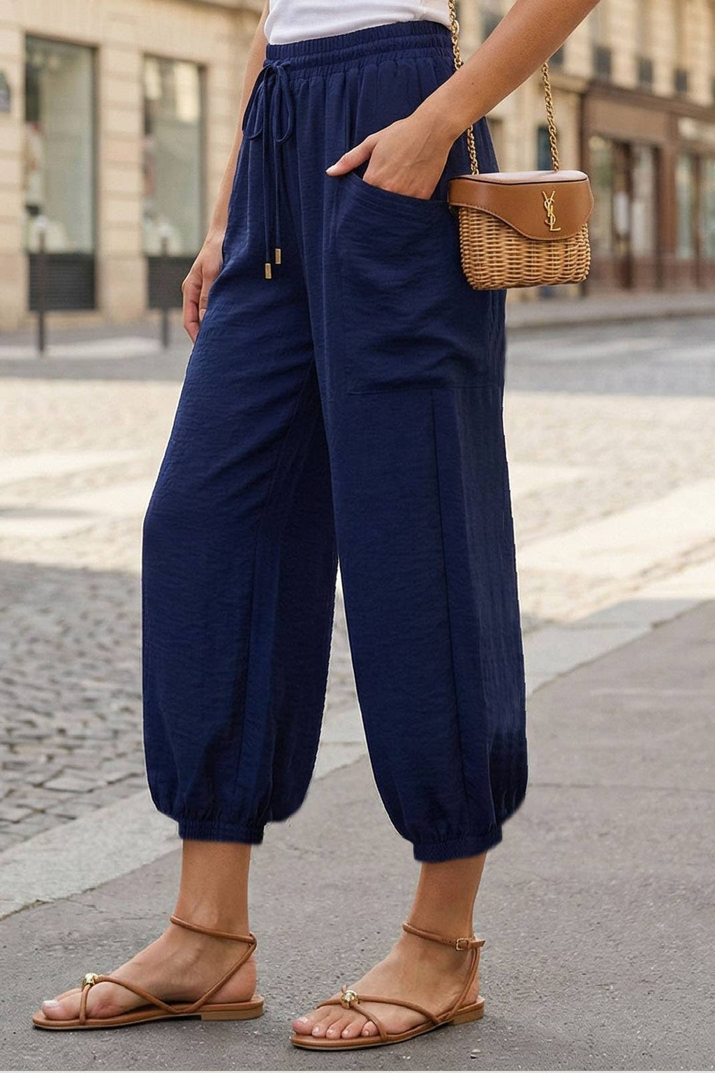 Blue Relaxed Chic Harem Pants