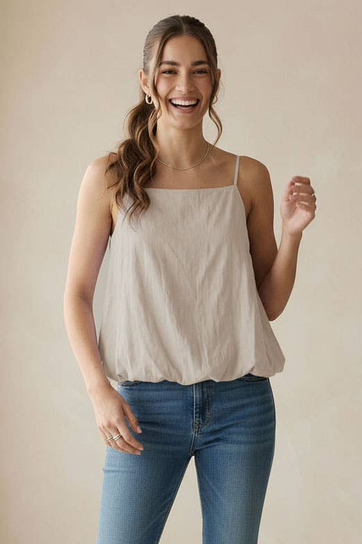 Black Cami with Bubble Hem