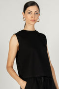 Black Round Neck Sleeveless Top