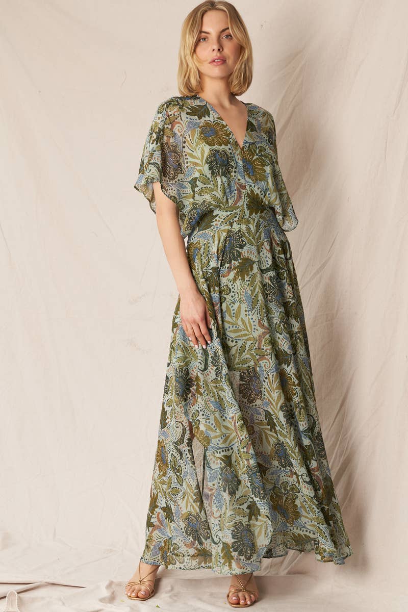 Green Printed Maxi Dress
