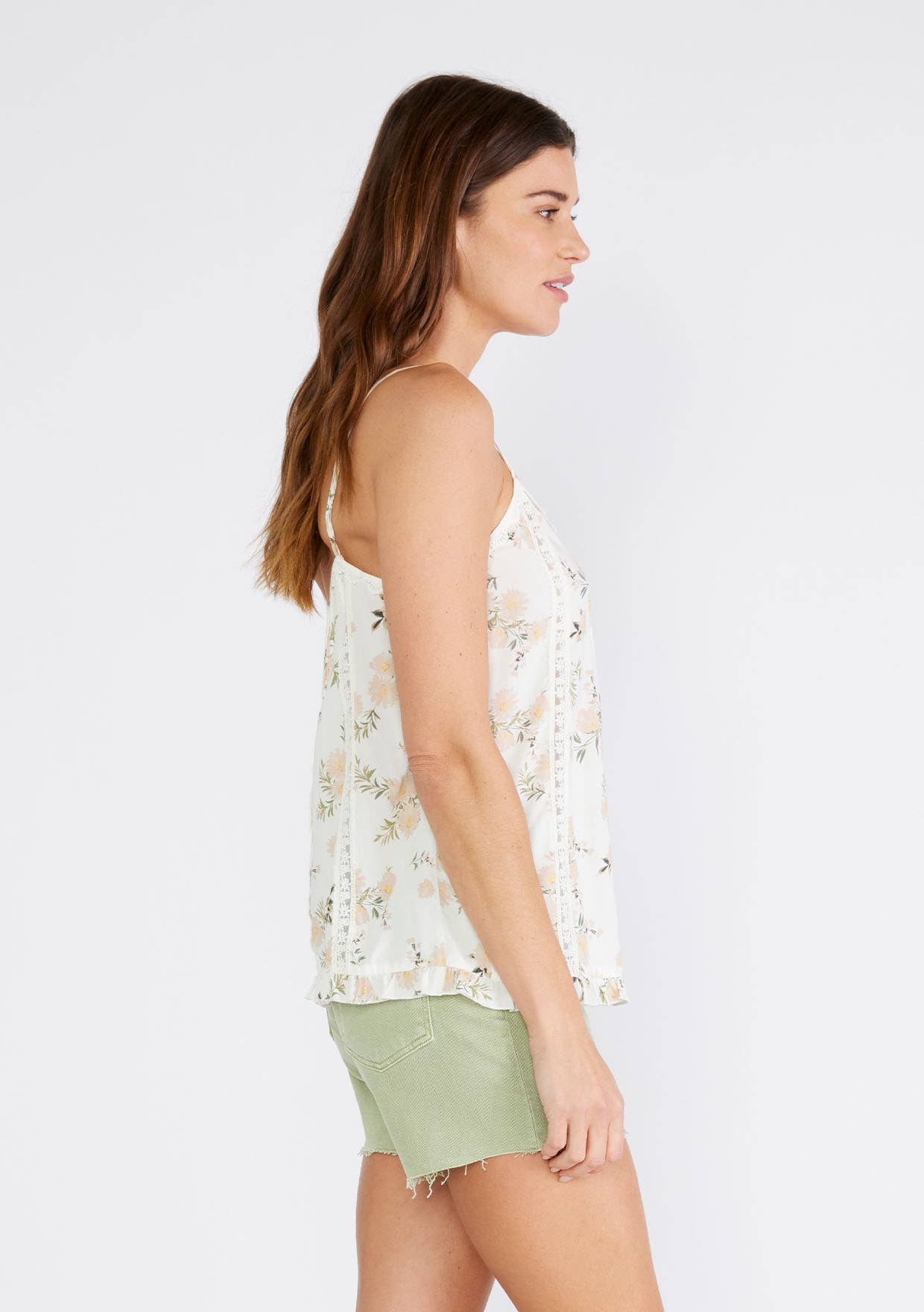 Floral Lace Spaghetti Strap V Neck Tank Top