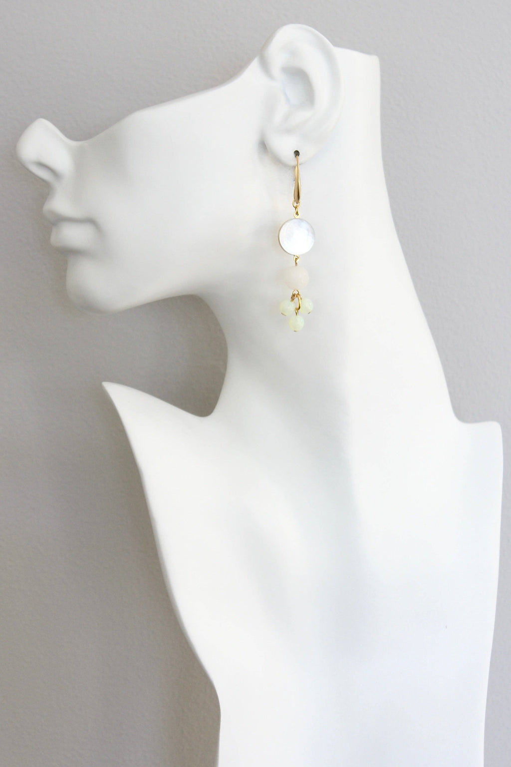 Mother-of-pearl and glass cluster earrings