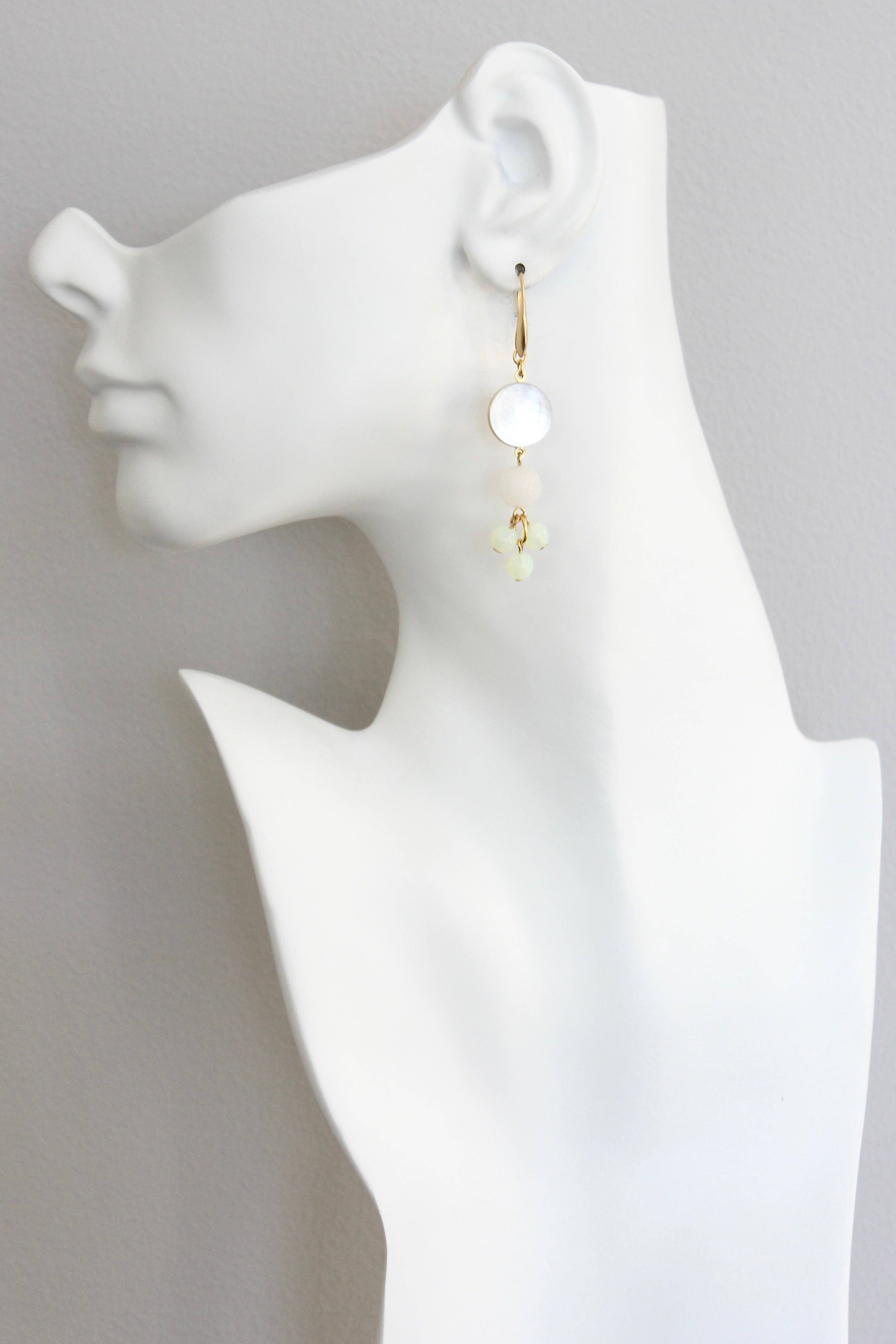 Mother-of-pearl and glass cluster earrings