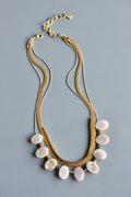 Triple strand agate and snake chain necklace