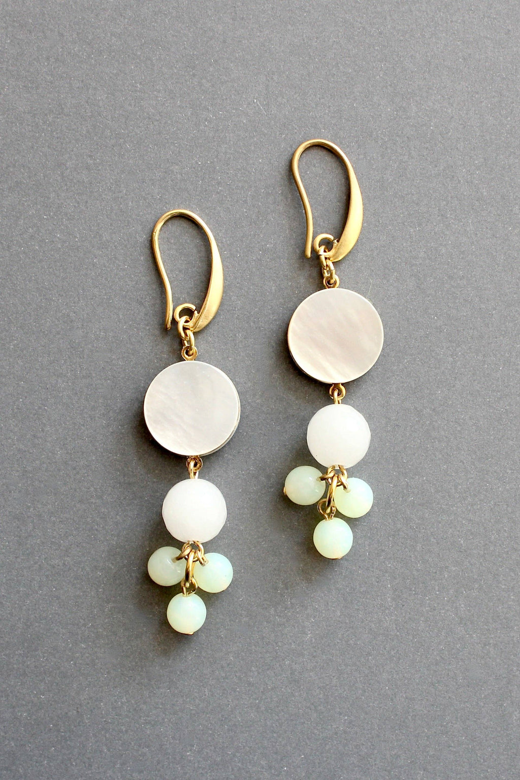 Mother-of-pearl and glass cluster earrings