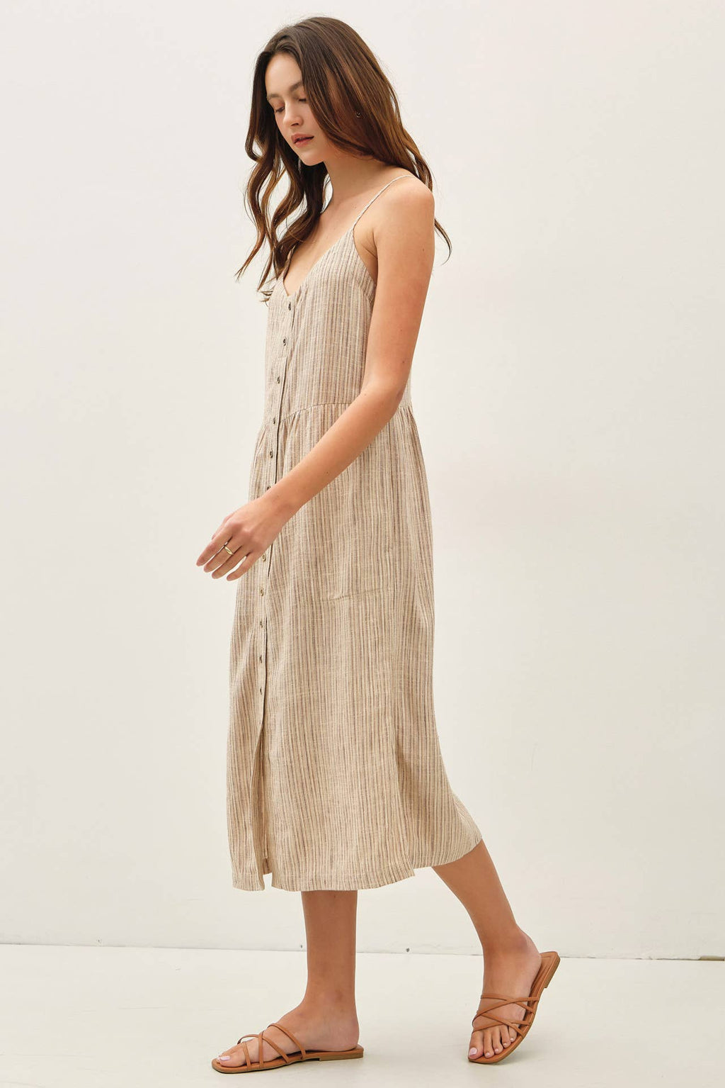 Striped Linen Midi Dress