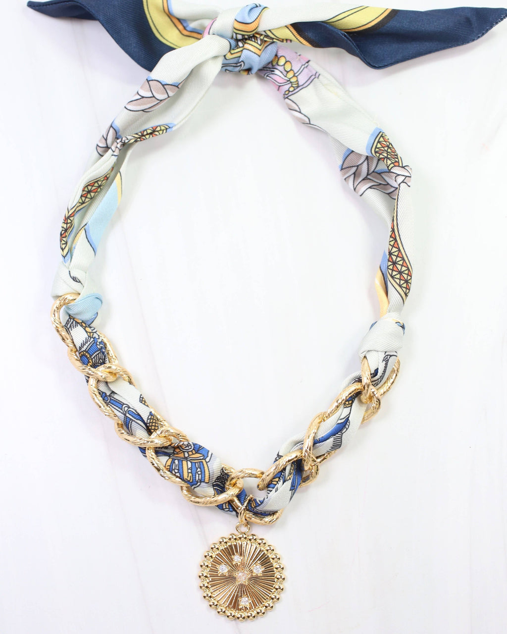 Sarah Scarf Charm Necklace Blue