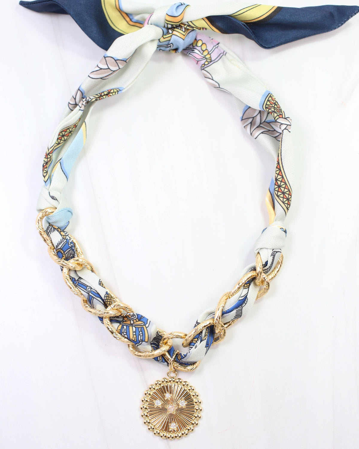 Sarah Scarf Charm Necklace Blue