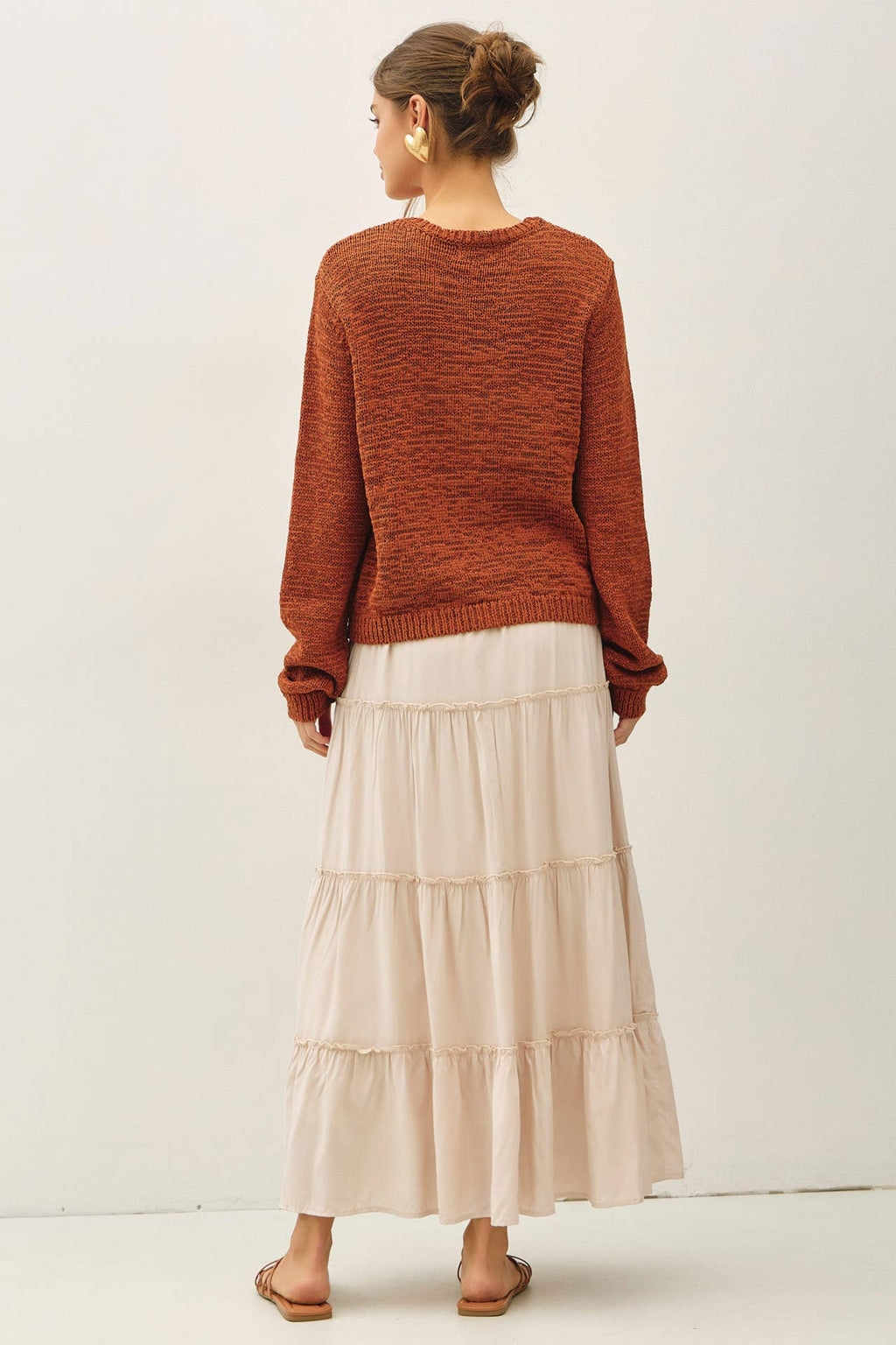 Cream Tiered Maxi Skirt