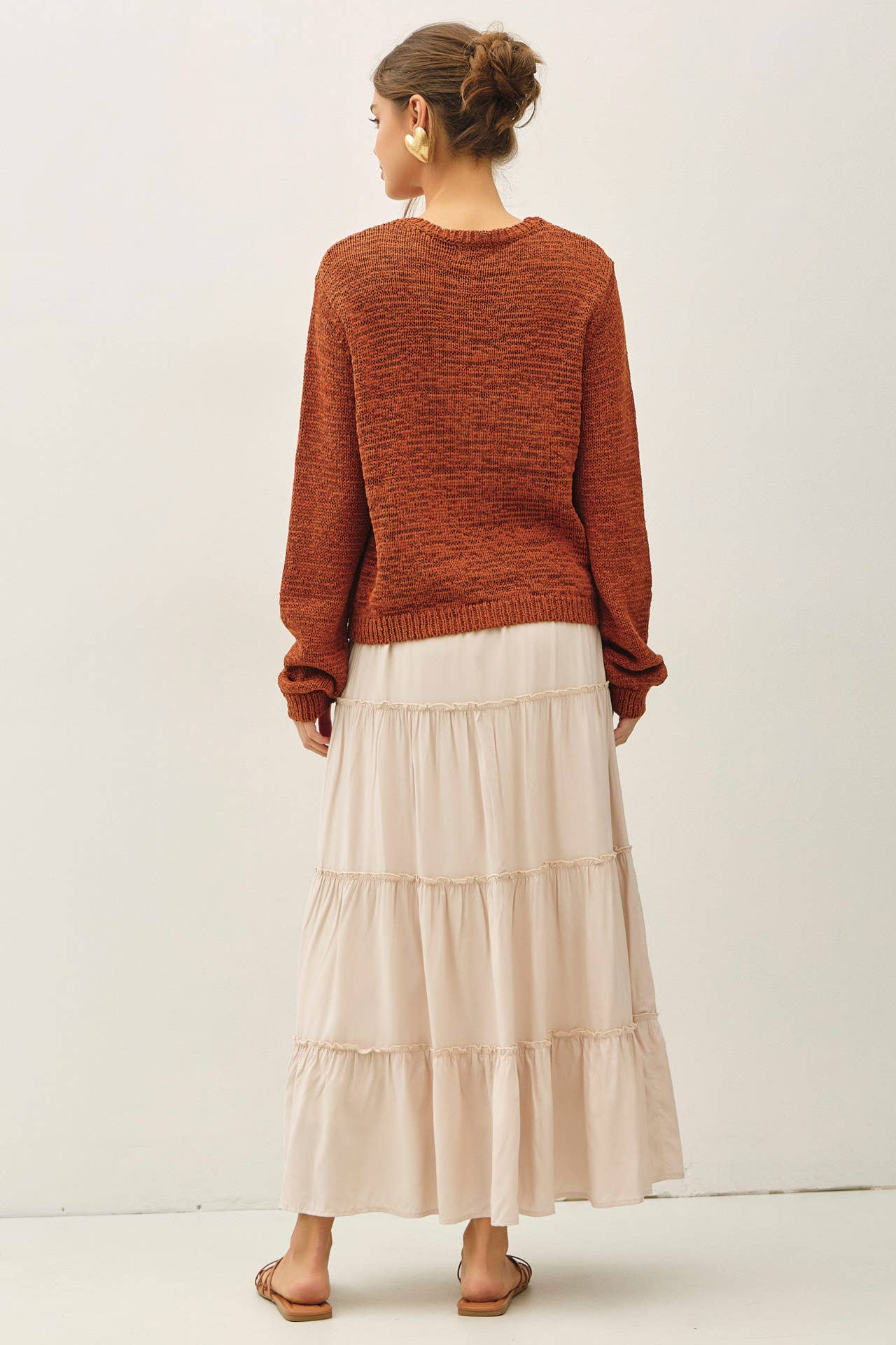 Cream Tiered Maxi Skirt